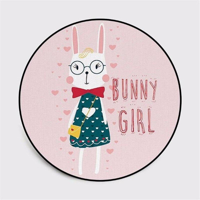 Runder Spielteppich Hase für Mädchenzimmer