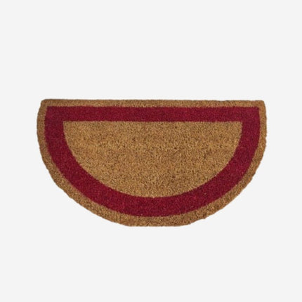 Halbrunde Kokos Fußmatte mit rotem Rand