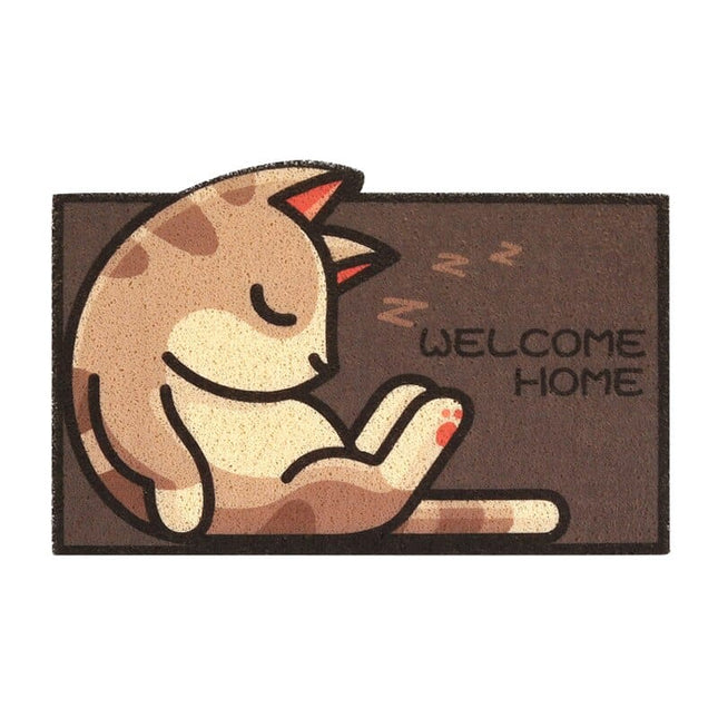 Lustige Fußmatte mit schlafender Katze