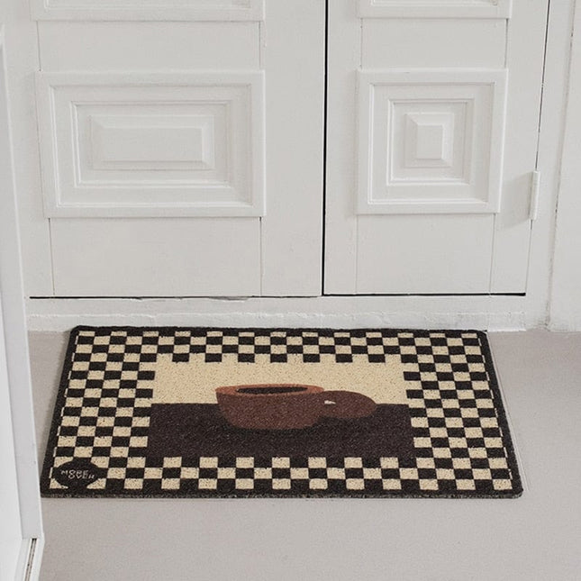 Schicke Fußmatte mit kariertem Rand