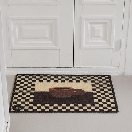 Schicke Fußmatte mit kariertem Rand