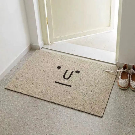 Lustige Fußmatte mit Gesicht Grau