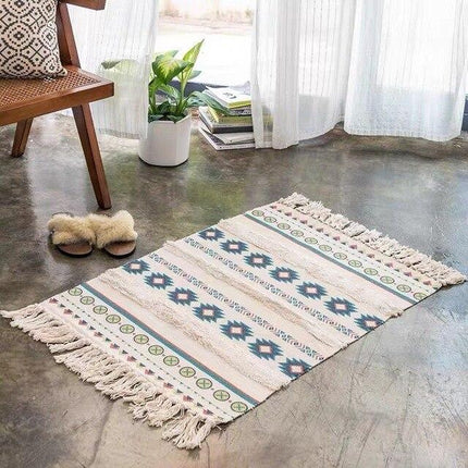 Kleiner weißer Berber-Teppich mit Fransen