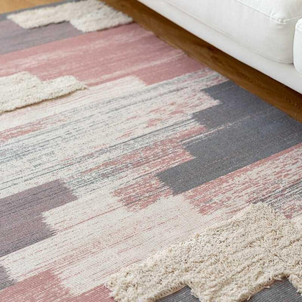 Kleiner Teppichläufer Rosa mit Fransen