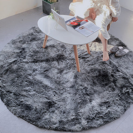 Runder Hochflor Teppich Hellgrau extra weich