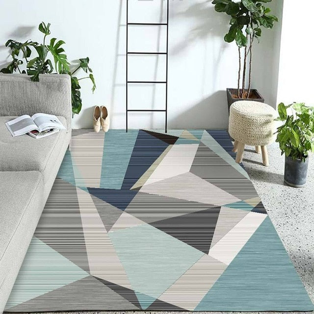 Moderner Teppich geometrisch Blau Grau