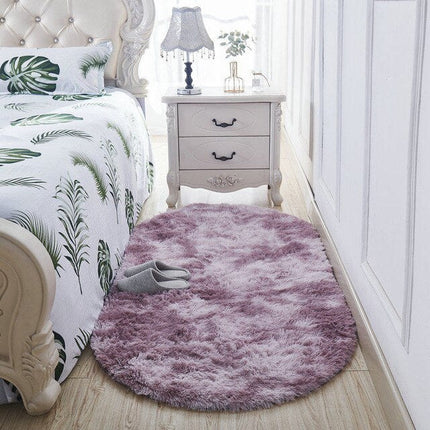 Ovaler Bettvorleger Puderrosa Shaggy flauschig