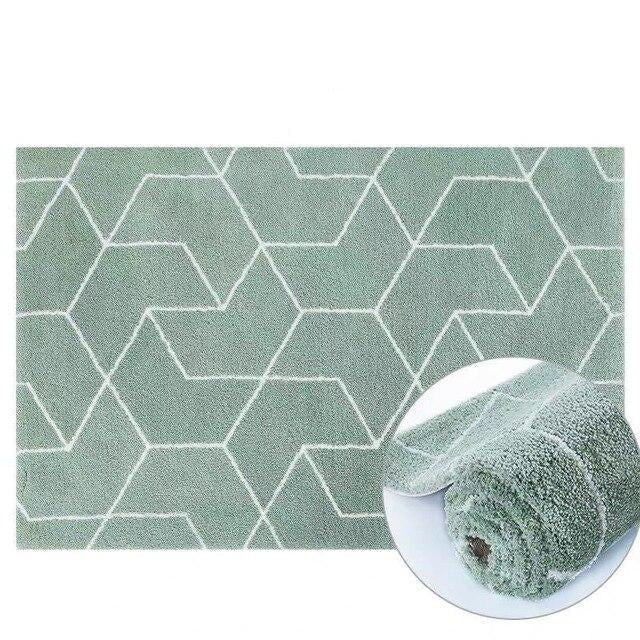Shaggy Teppich Mintgrün mit geometrischem Muster