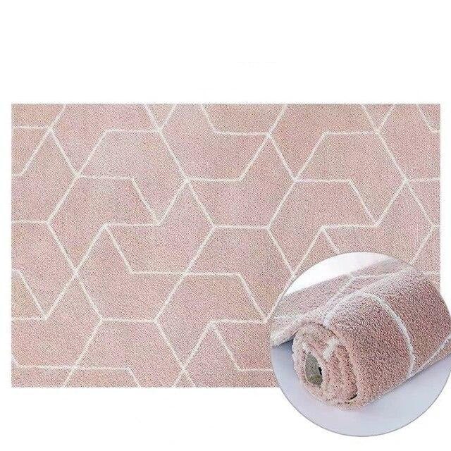 Shaggy Teppich Puderrosa geometrisches Muster