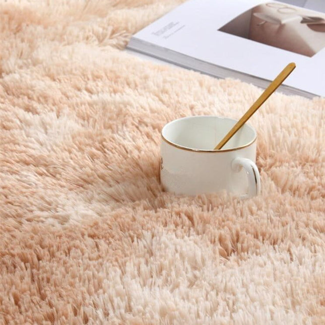 Ovaler Shaggy Bettvorleger Beige super weich
