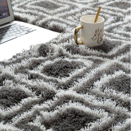 Shaggy Berber Teppich Dunkelgrau und Weiß