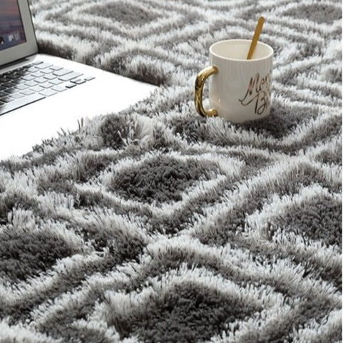 Shaggy Berber Teppich Dunkelgrau und Weiß