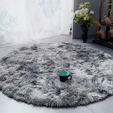 Runder Hochflor Teppich Hellgrau extra weich