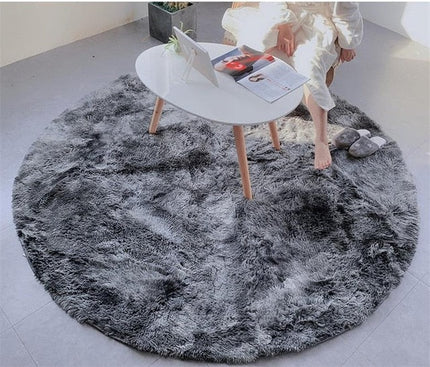 Runder Shaggy Teppich Dunkelgrau flauschig