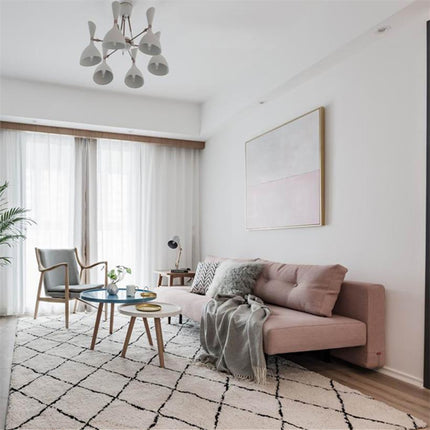 Weißer Berber Teppich mit Rautenmuster