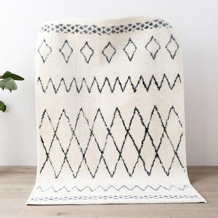 Schicker Hochflor Berber Teppich Rautenmuster