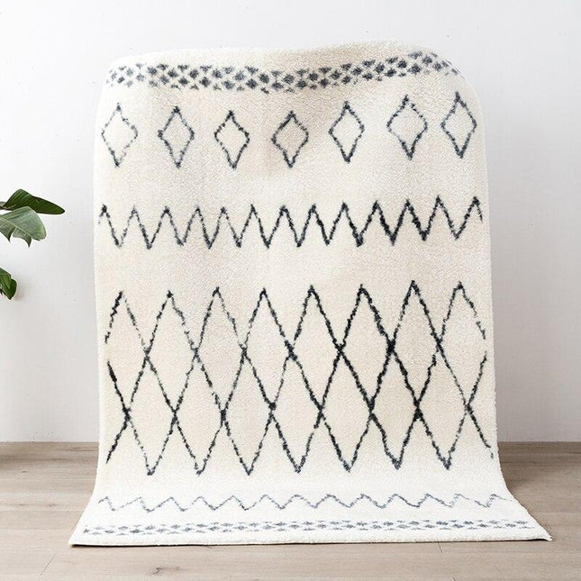 Schicker Hochflor Berber Teppich Rautenmuster