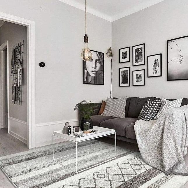 Berber Teppich Grau Weiß für Wohnzimmer