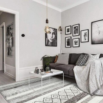 Berber Teppich Grau Weiß für Wohnzimmer
