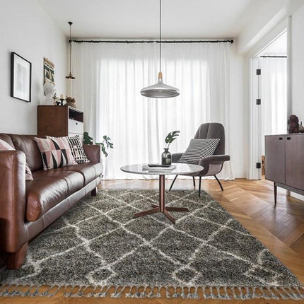 Dunkelgrauer Shaggy Teppich im Berber-Stil