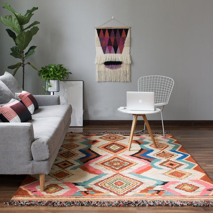 Handgemachter bunter Wollteppich im Berber-Stil