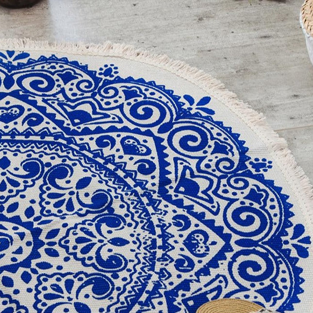 Runder Teppich im Boho Chic Stil