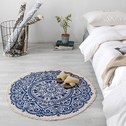 Runder Teppich im Boho Chic Stil