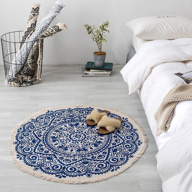 Runder Teppich im Boho Chic Stil