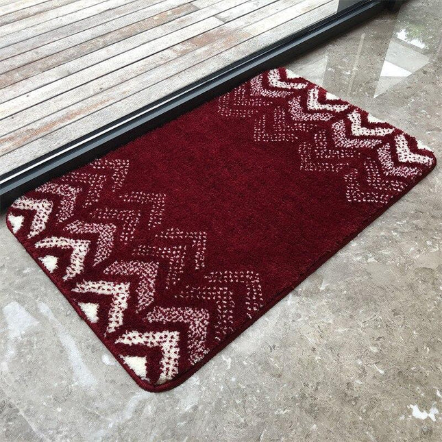 Bordeauxrote Badematte mit Zickzack-Muster