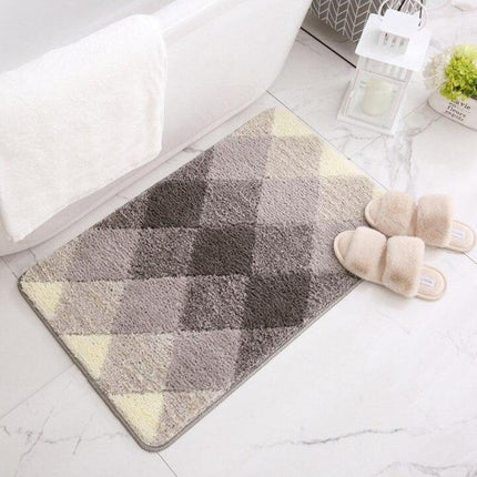 Karierte Badematte in Grau Silber