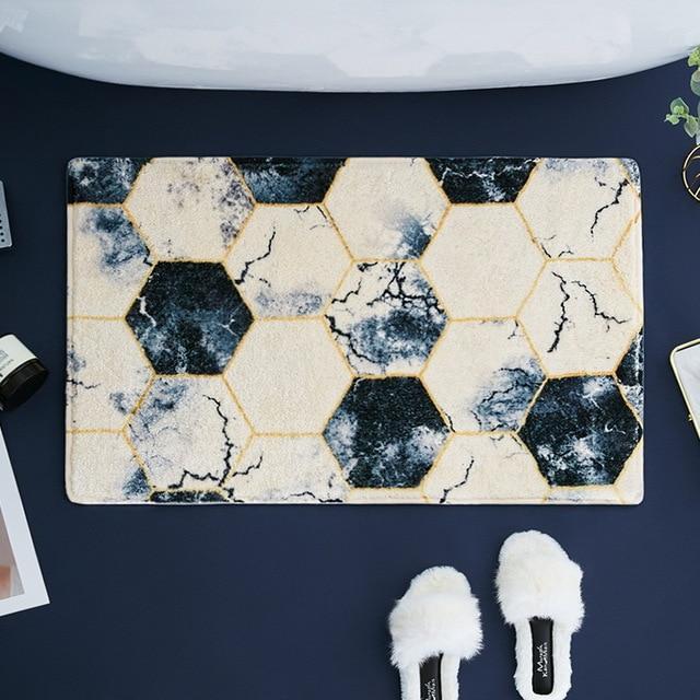 Badematte mit sechseckigem Marmor-Muster