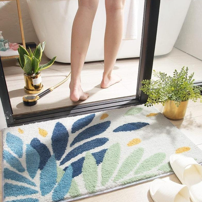 Badematte mit modernem Blättermotiv