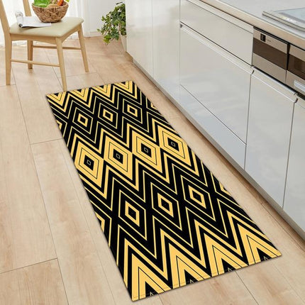 Küchenläufer Schwarz Gelb mit Rautenmuster