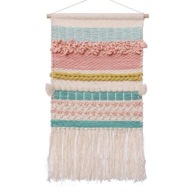 Dekorativer gewebter Wandbehang in Pastell