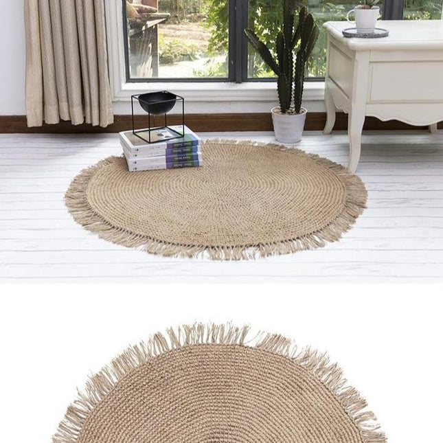 Runder Jute Teppich Beige Natur