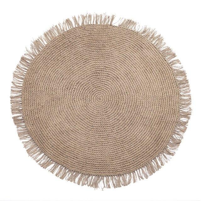 Runder Jute Teppich Beige Natur