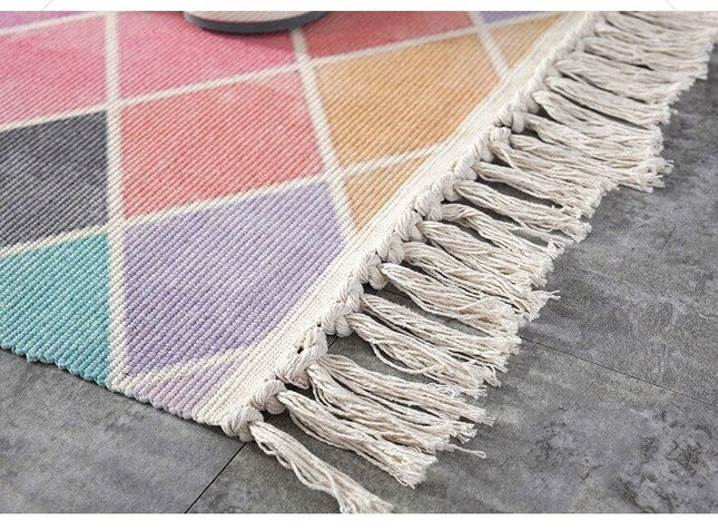 Teppich mit Rautenmuster in Rosa