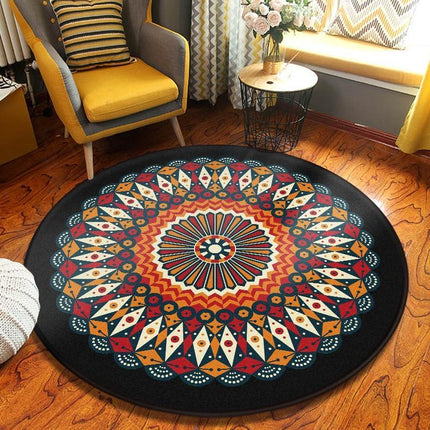 Runder bunter Teppich mit Mandala-Muster