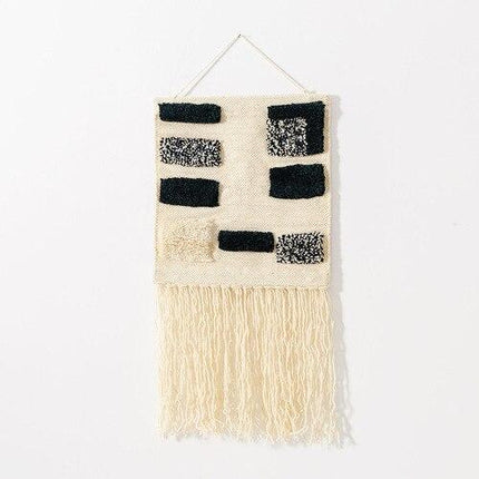 Gewebter Wandteppich in Schwarz und Weiß