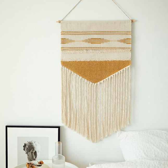 Gewebter Boho Wandbehang in Camel