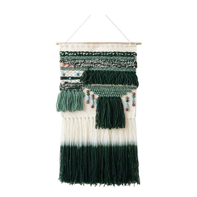 Makramee Wandbehang Grün für Schlafzimmer