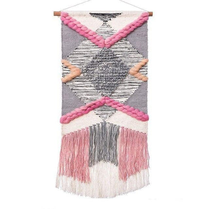 Designer Wandbehang in Rosa gewebt