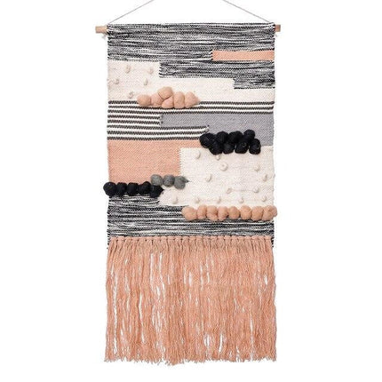 Moderner Wandteppich Puderrosa mit Fransen