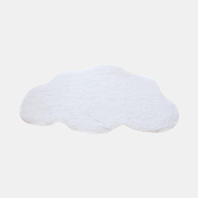 Weißer Hochflor Teppich in Wolkenform