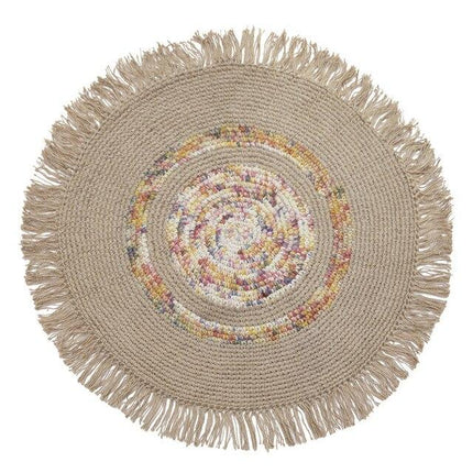 Runder Jute Teppich mit bunten Details