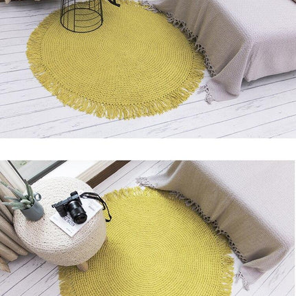 Runder Teppich aus Jute Grün