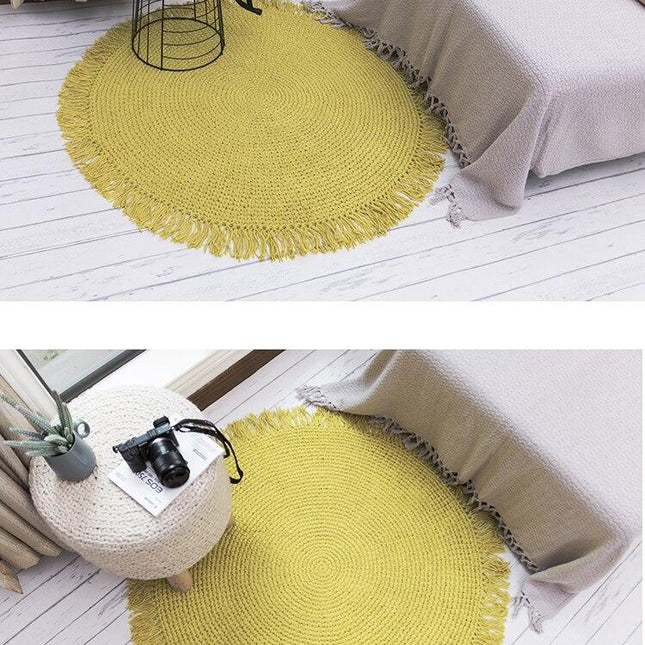 Runder Teppich aus Jute Grün