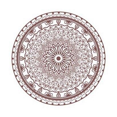 Runder Teppich Braun und Weiß Mandala