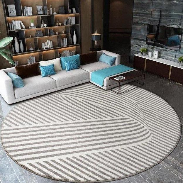 Runder Design Teppich Wohnzimmer gestreift