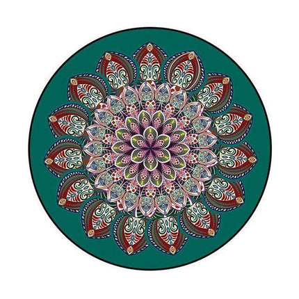 Runder Mandala Teppich in Dunkelgrün